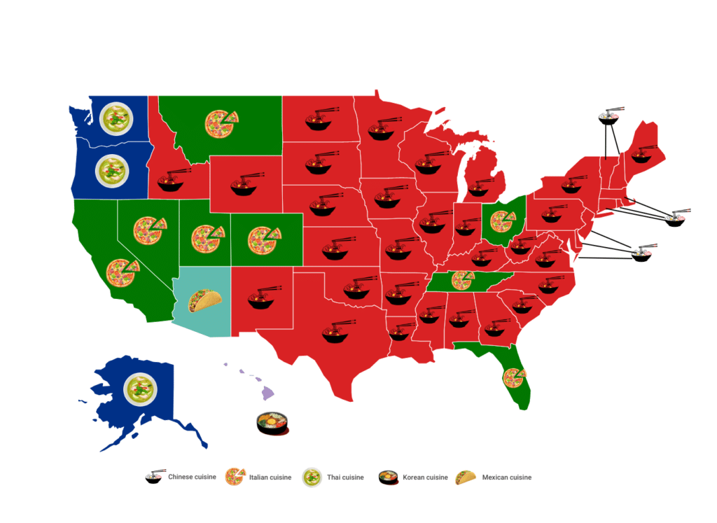 Most Popular Cuisines by State Wisevoter